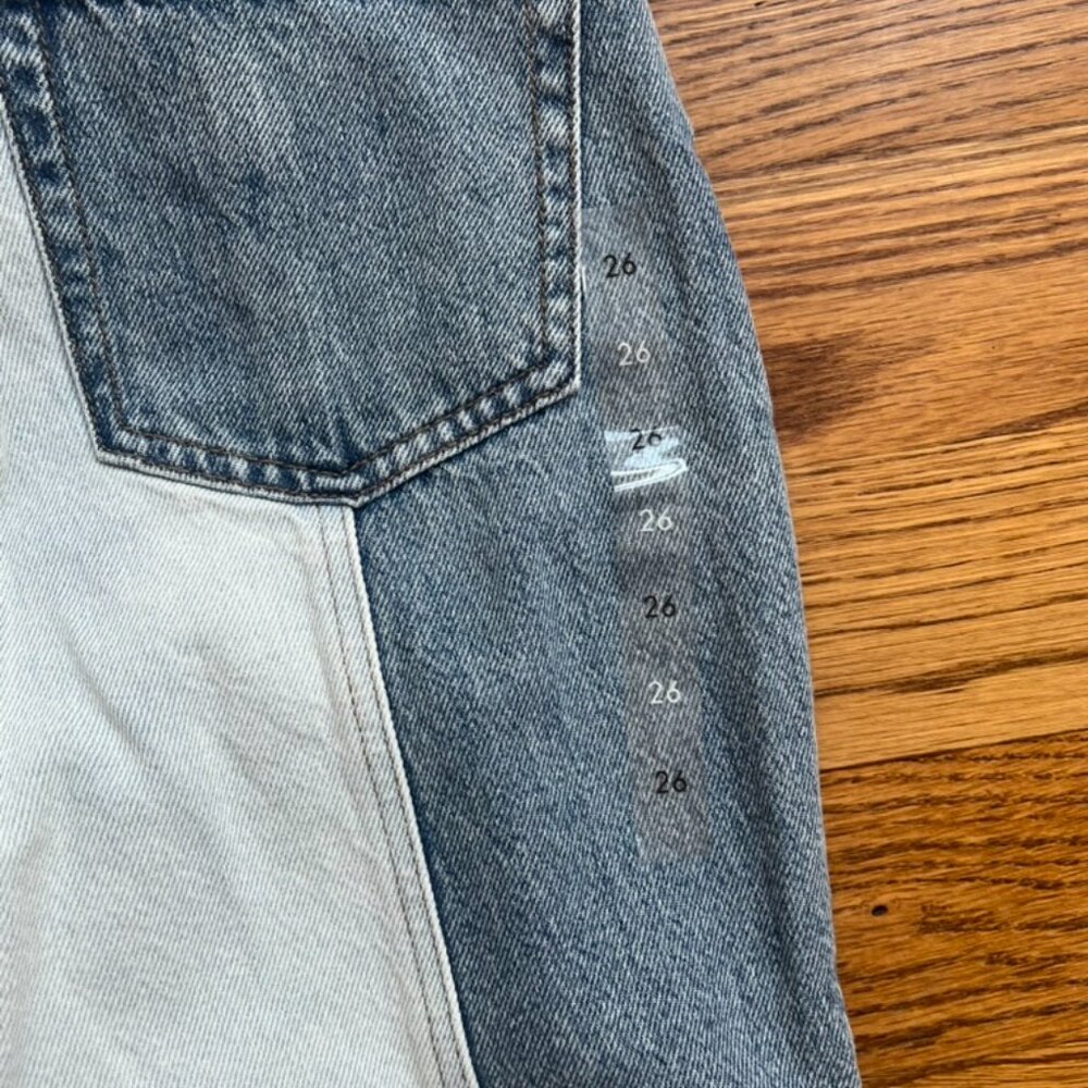 PACSUN 90s Boyfriend Jeans Y2K Retro Two Tone Blue Color Block High Rise size 26 - Picture 4 of 11